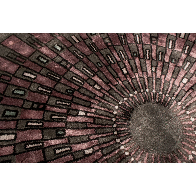 Rug & Kilim’S French Art Deco Circle Rug With Purple Geometric Pattern, Rectangle 12' x 16'