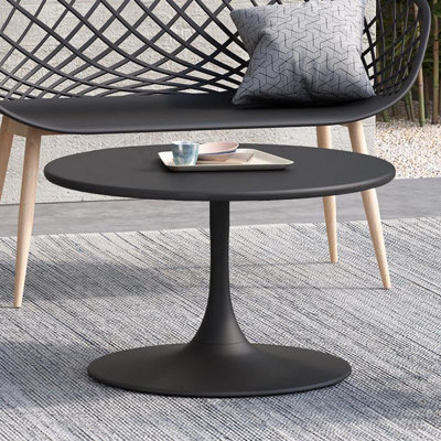 Jabarie 31" Round Steel Coffee Table with Pedestal Base for Indoors or Outdoors