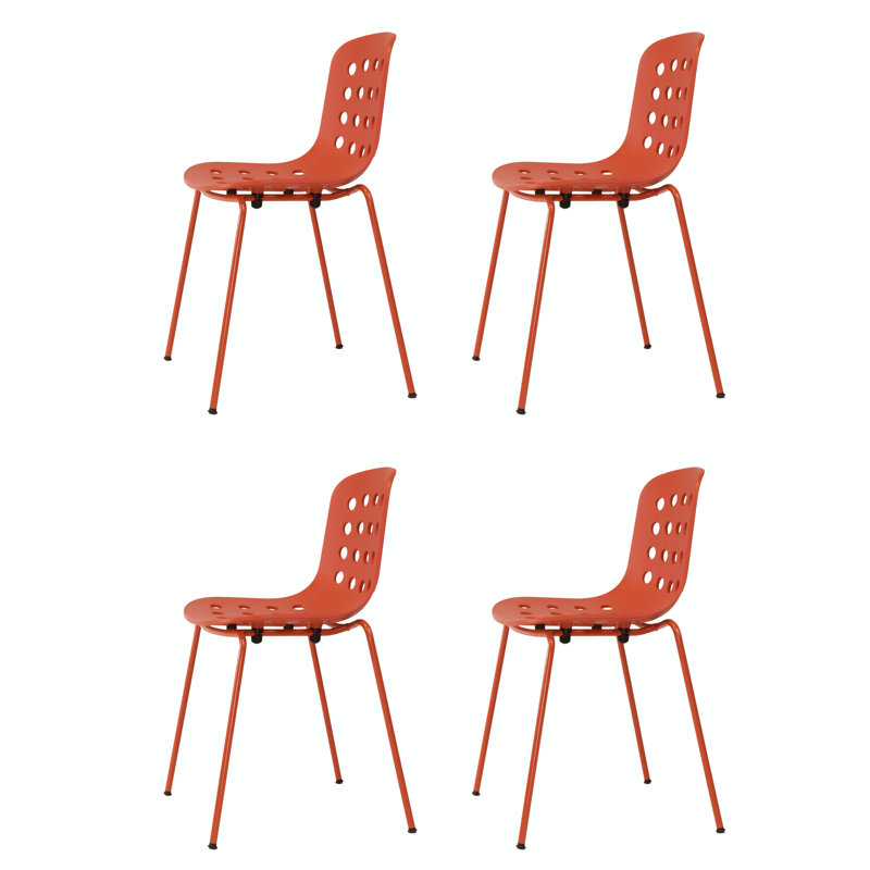 Holi Stacking Perforated Side Chair, Red