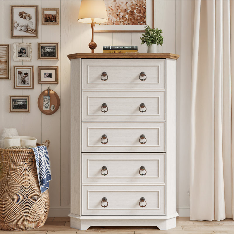 Commode 5 tiroirs l 31 po, Blanc