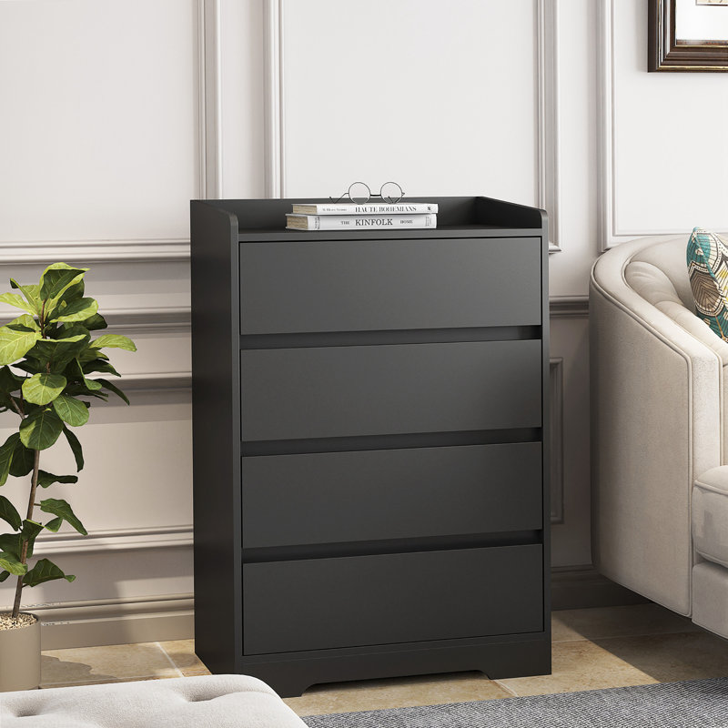 Aaren 25.59'' Sideboard Storage Cabinet Desser with 4 Drawers, Black