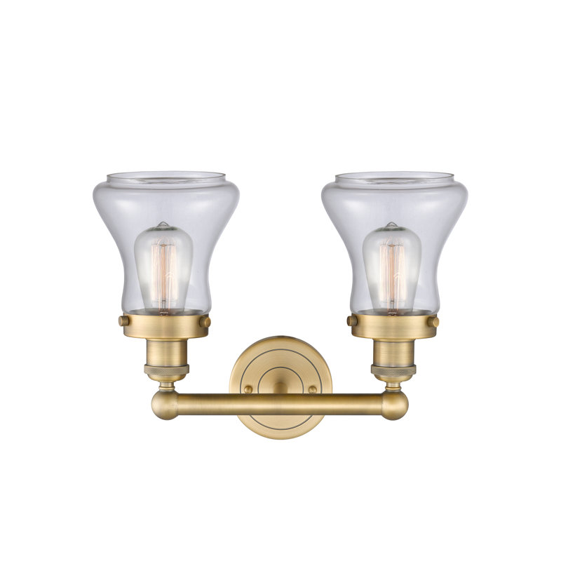 Éclairage pour meuble-lavabo à 2 lumières à intensité variable Asadbek, Transparent, Laiton brossé