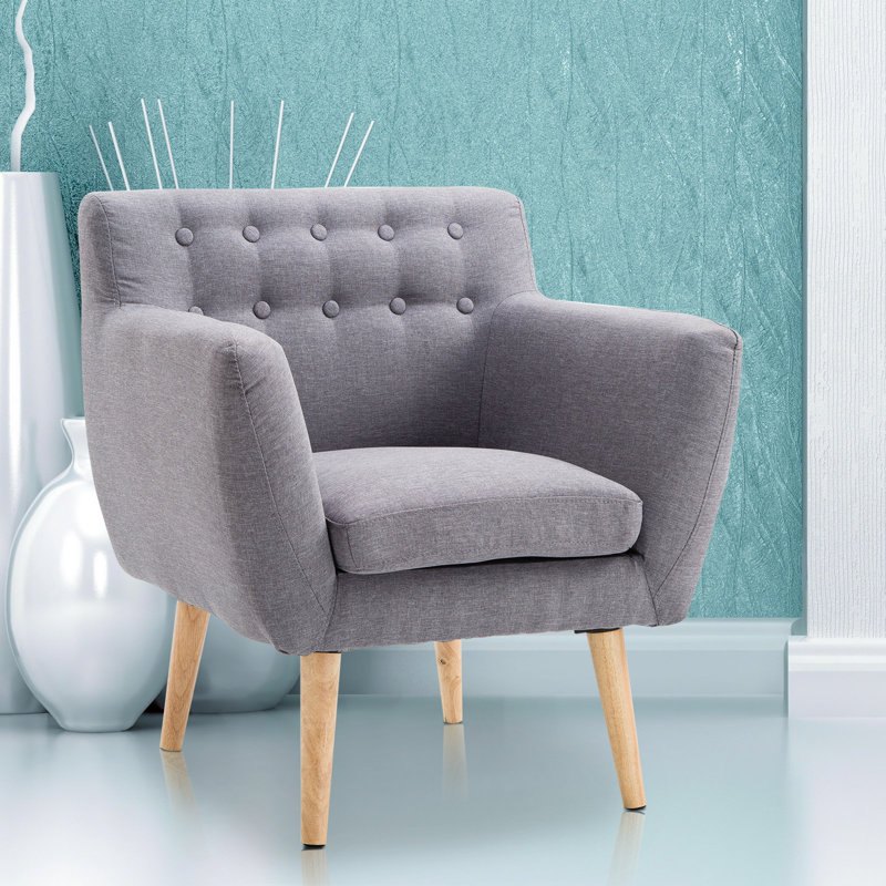 Fauteuil capitonné de 26,8 po Lavigne, Gris clair