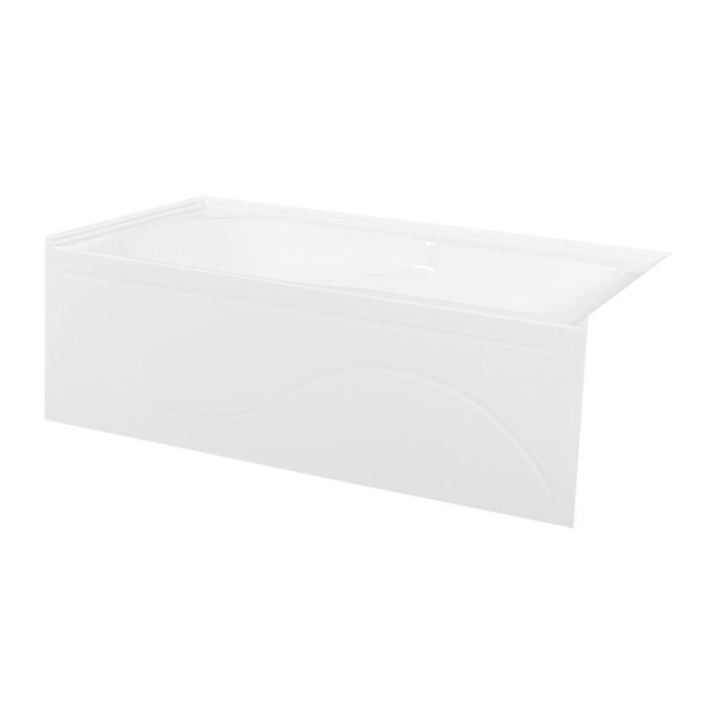 Kingston Brass Aqua Eden 60-Inch Acrylic Rectangular 3-Wall Alcove Tub with Anti Skid and Drain Hole, Right