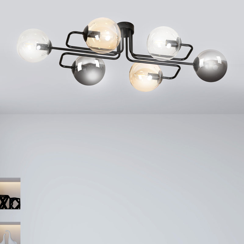 Cadesia Glass Semi Flush Mount, Graphite/Amber/Transparent