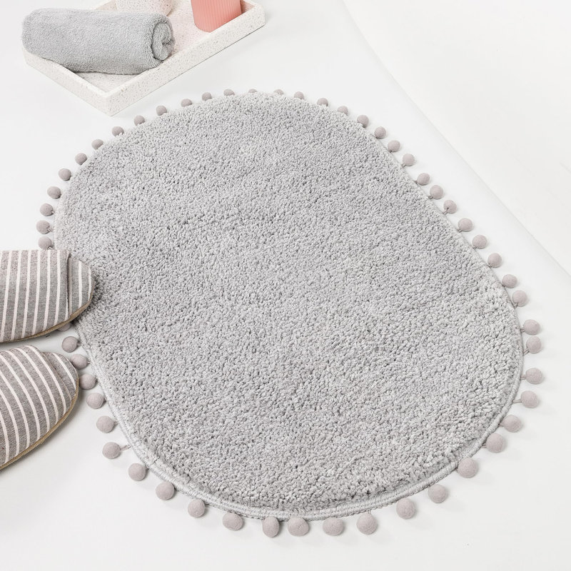Tapis ovale avec tapis de bain Yyddeo, Simple - L 30 po x l 20 po, Bleu cendré