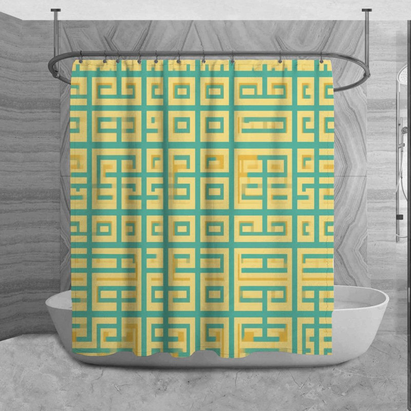 Rideau de douche à motif géométrique Pand, H 93 po x l 70 po