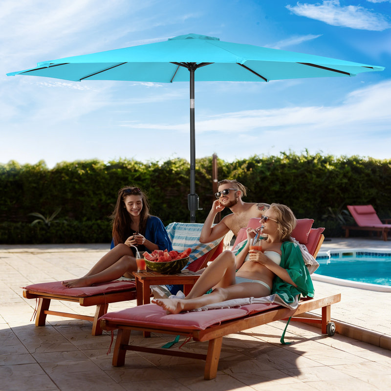 3m Large Paraso With UV, Garden Sun Shade Canopy Patio With Crank Tilt, Outdoor Umbrella  , Blue