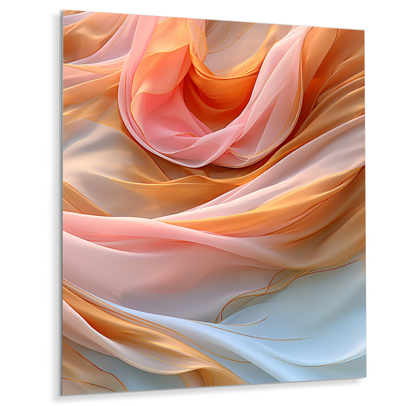 «Orange Streams», art mural, H 20 po x l 12 po x P 1 po, Métal métal