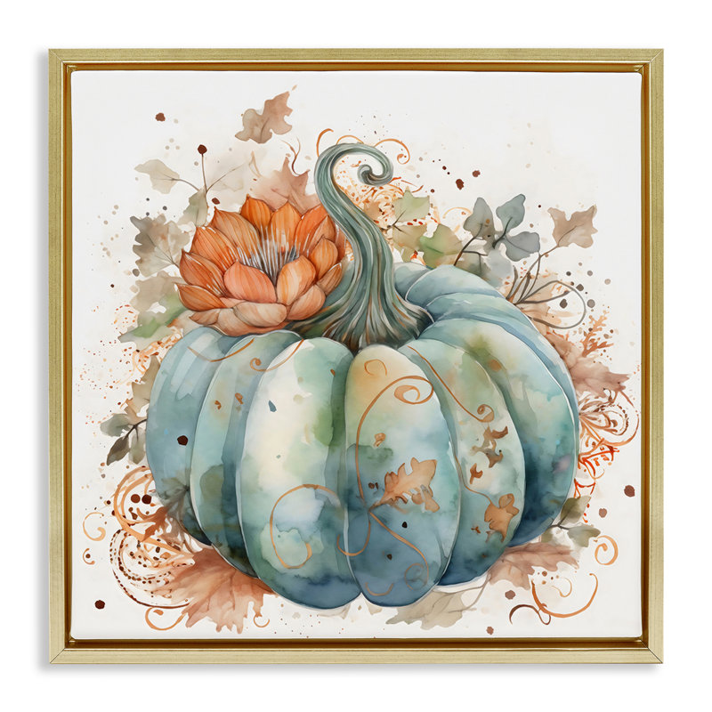 Cadre flottant Boho Pumpkin & Blossom, design Creative Studio, H 18 po x l 18 po, Cadre flottant métallique doré