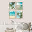 «Topical Teal Sky Palm Tree Beach Ocean Seaside», reproduction encadrée de 4 pièces-90605102-90605097