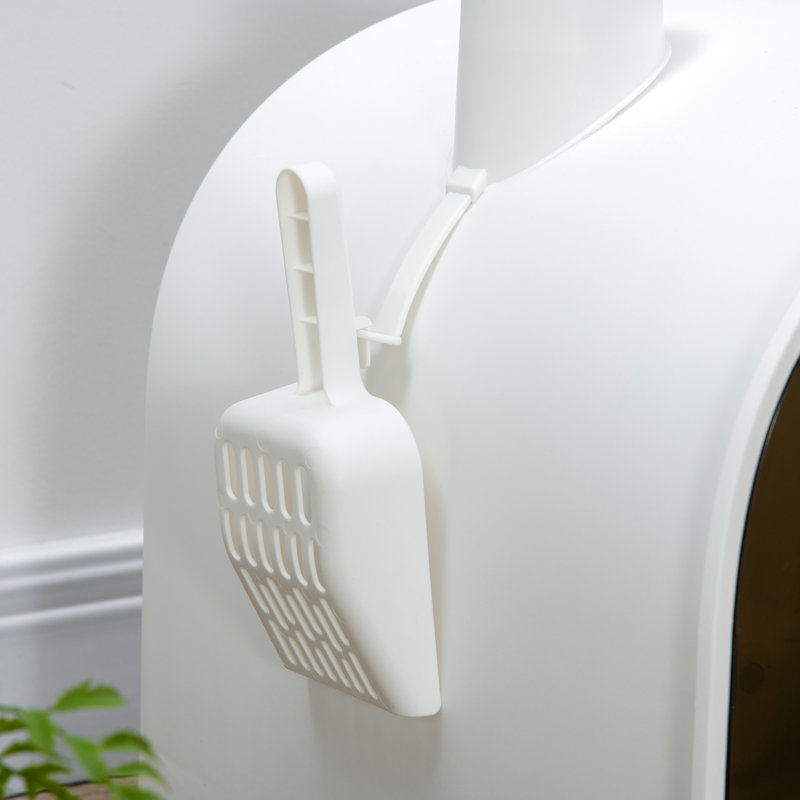 Bac à litière pour chat avec couvercle, 17 po x 17 po x 18,5 po, blanc. Assure un espace hygiénique et sans odeur. Filtre désodorisant, plateau amovible créant un espace privé pour les chats. Filtrez la surface de vie