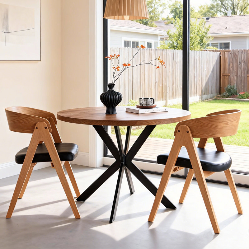 Contour 3 - Piece Dining Set, Yellow/Black, 3 Pieces: Table, 2 Chairs