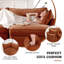 Orange 2 places en chenille avec tiroirs de rangement coulissants, passepoil décoratif et passepoil décoratif avec rangement de siège escamotable, coussins aux bords exquis-752597666