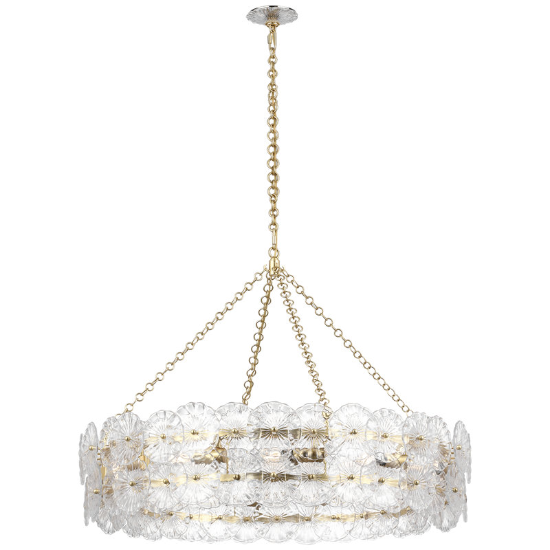 Julie Neill Gianna 36" Ring Chandelier with Clear Glass, Clear, Gold