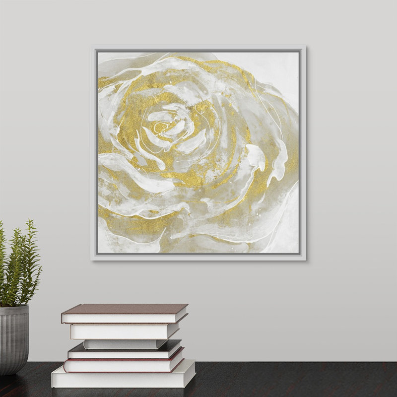 « appique vi », peinture sur toile, H 13,7 po x l 13,7 po x P 1,75 po, Cadre flottant blanc