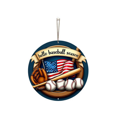 Independence Day America Wooden Hanging Decoration Patriotic Round Wall Decor For Home And Porch Festival Celebration Hanging Board Decoration