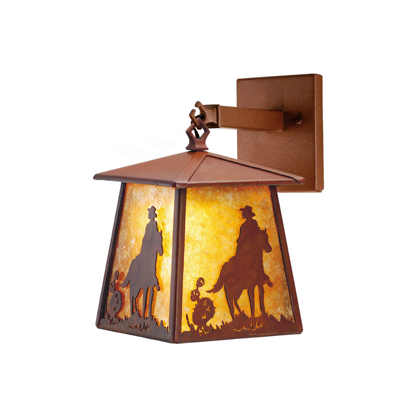Rustic Amber Mica and Steel Bell-Shaped Dimmable Wall Sconce