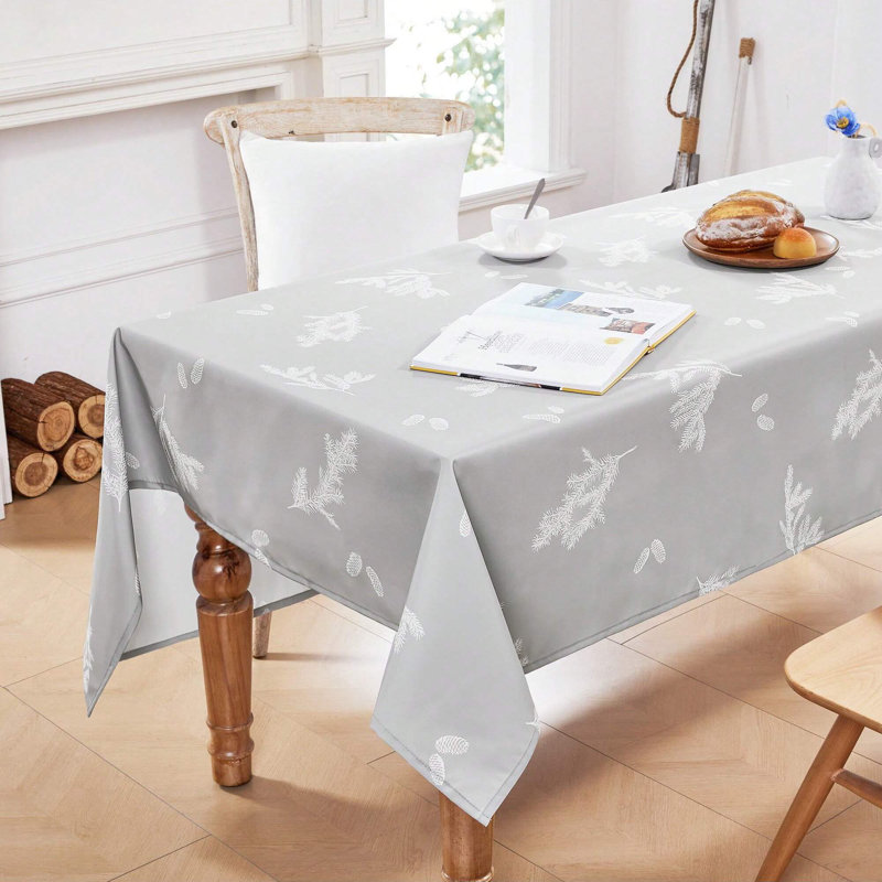 Leaf Patterned Tablecloth, 1 PCS, 60" x 84", Green