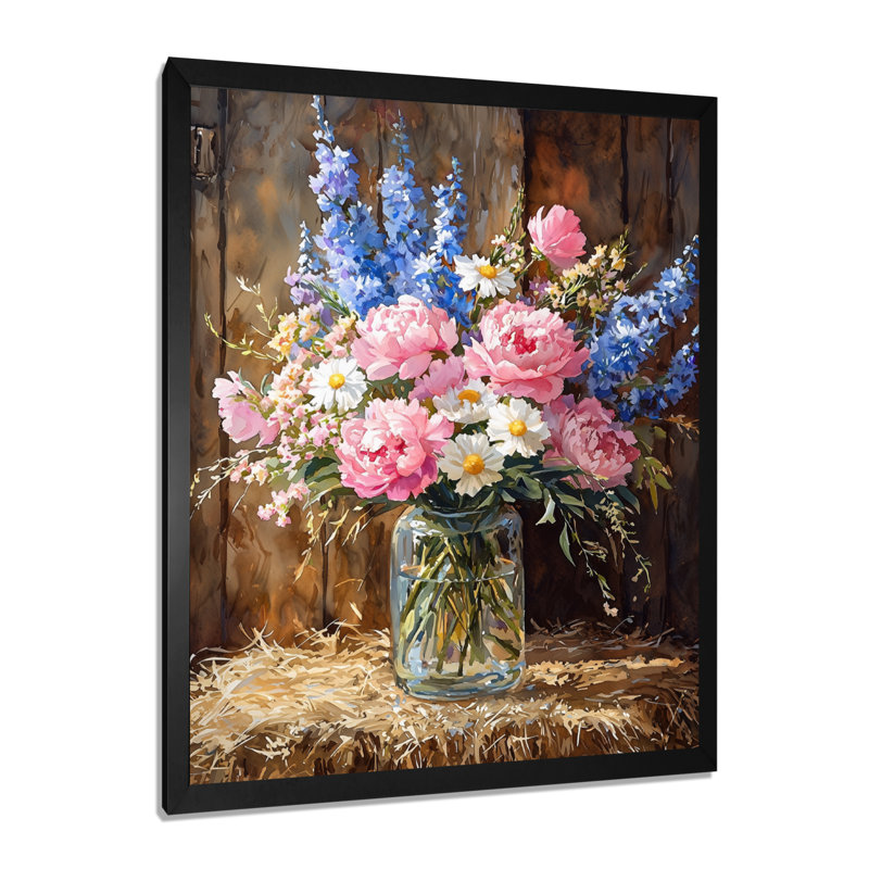 Glenaire - reproduction d'art sur toile florale, H 44 po x l 34 po, Noir, Reproduction encadrée d'une seule photo