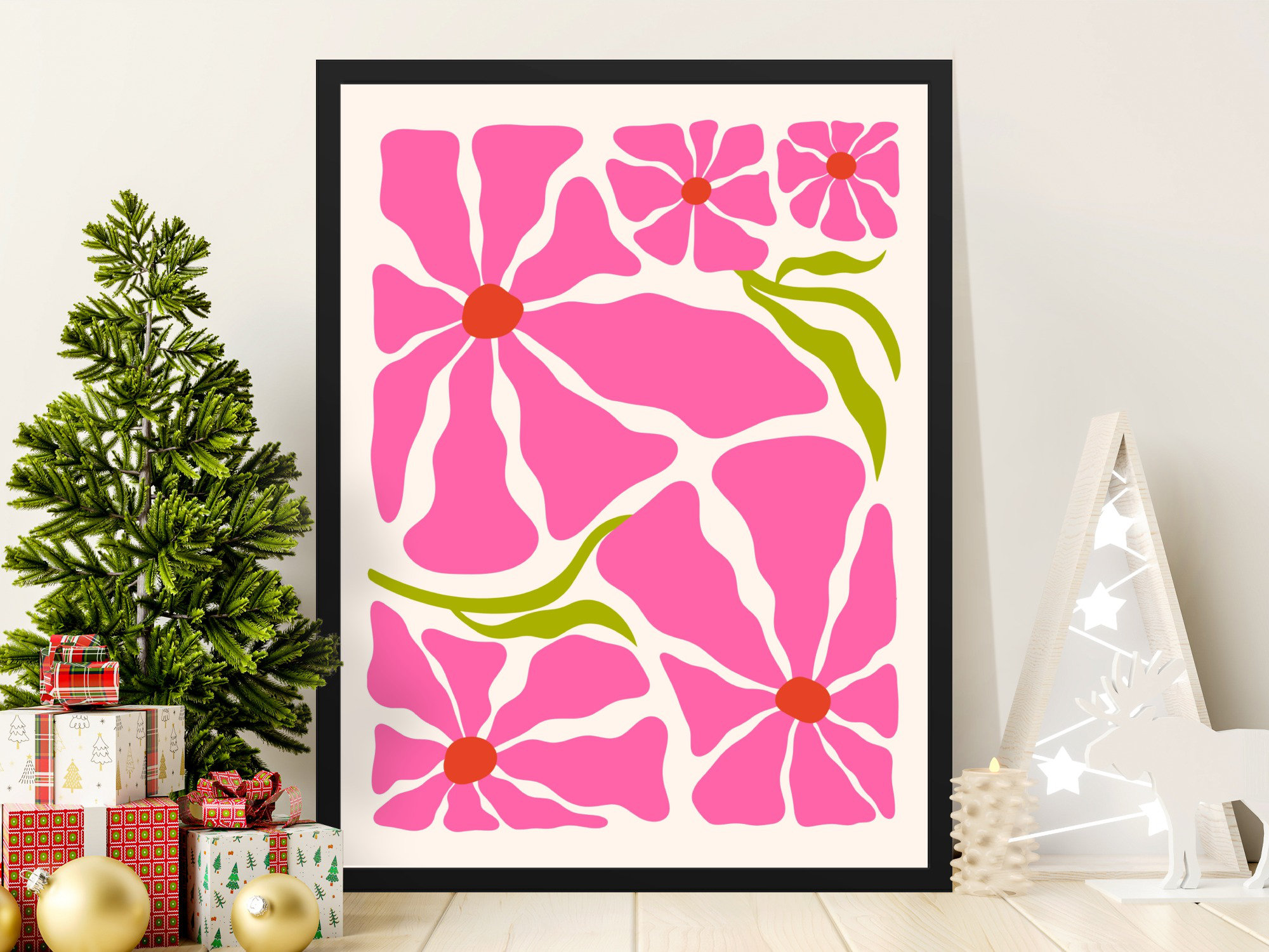 Lark Manor Abstract Floral Illustration Pink Flower Power Style ...