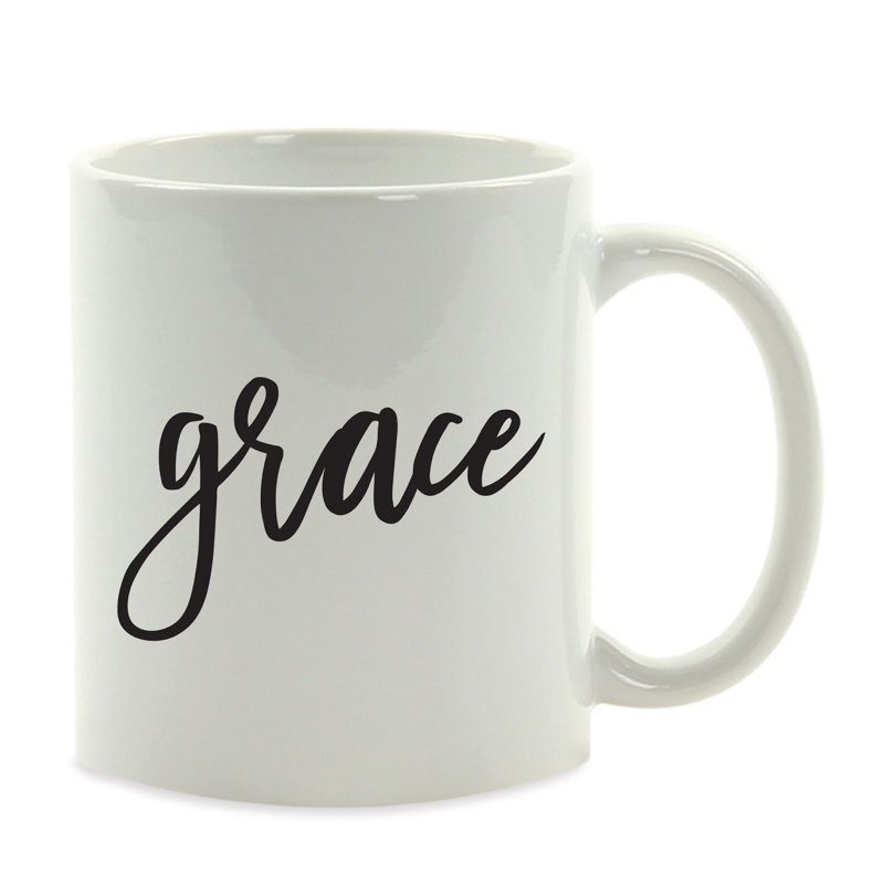 Grande tasse à café en céramique Albo Calligraphy