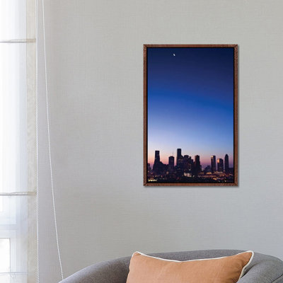 Texas, Crescent Moon Over Houston 1 Piece Wall Art on Canvas