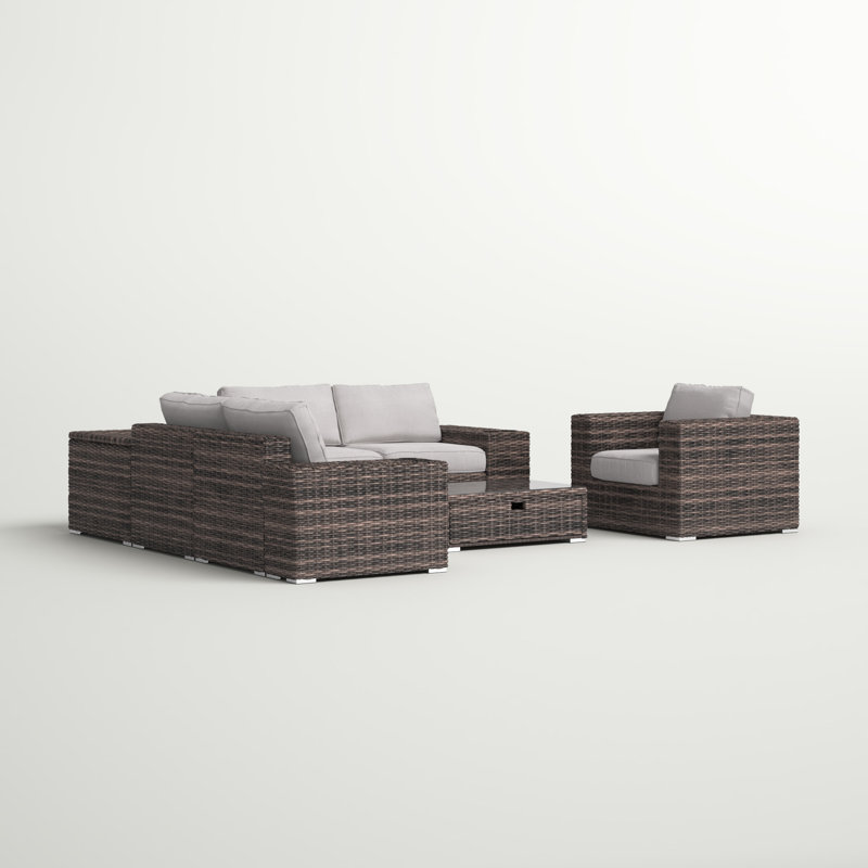 Demarest Wicker Fully Assembled 5 - Person Seating Group with Cushions