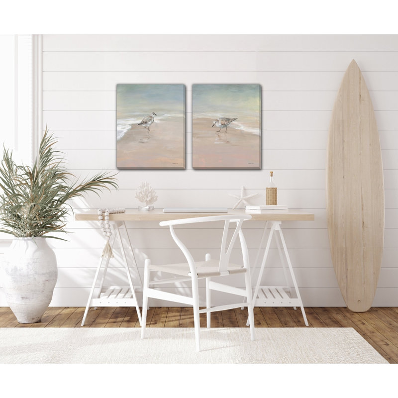 Shorebirds on the Sand Canvas Wall Art  Set
