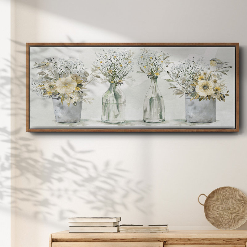 Farmhouse Bouquets- Framed Canvas, 24" H x 60" W