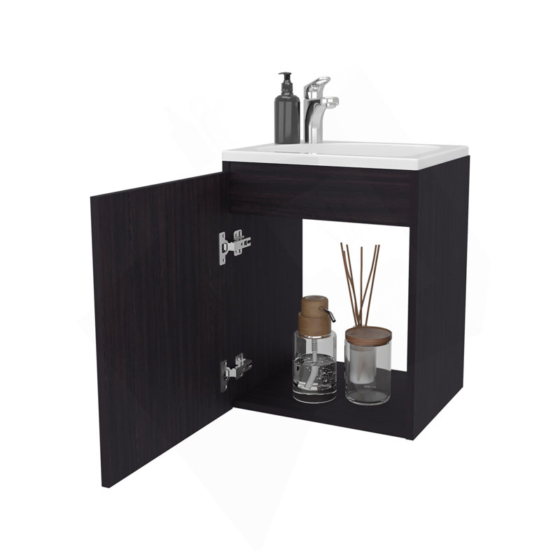 Meuble-lavabo avec lavabo intégré, Wengé, Wengé