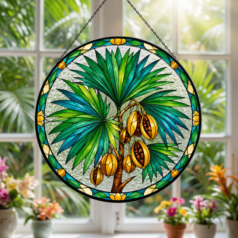 Art mural sur toile, "Green Palm Tree", H 12 po