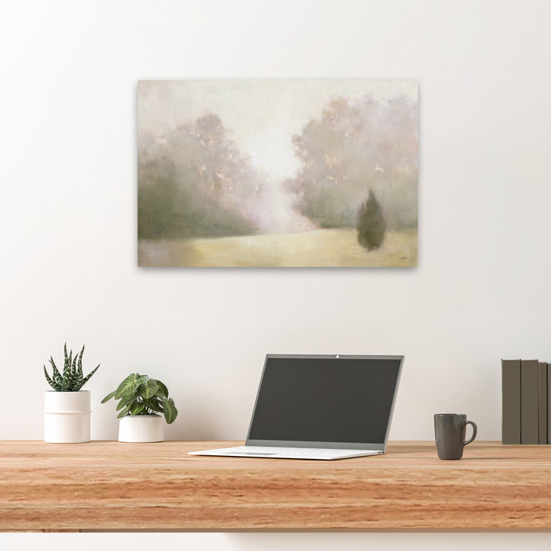 Near Oaks I Contemporain Contemporain Gris Paysage Brun Vert, H 24 po x l 16 po