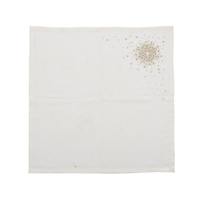 Starburst Linen Napkin, White/Gold/Silver