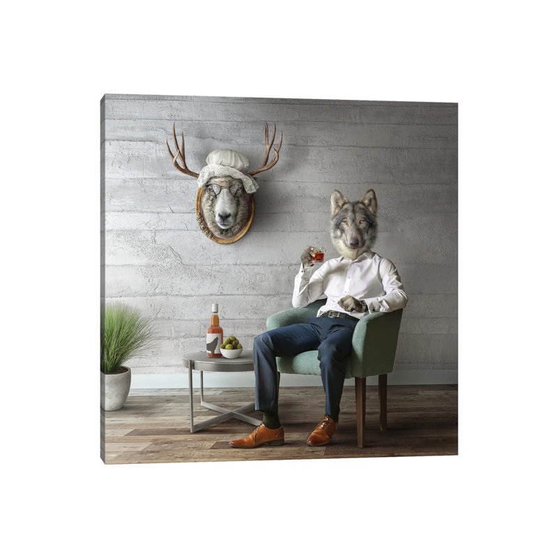 Home Fairytale: Big Bad Wolf by Spielsinn Design - Gallery-Wrapped Canvas Giclée on Canvas, Canvas, 30.48 cm H x 30.48 cm W