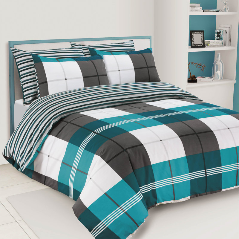 Barnoldswick Cotton Blend Geometric Shapes Duvet Cover Set with Pillowcases Included, Double - 2 Standard Pillowcases