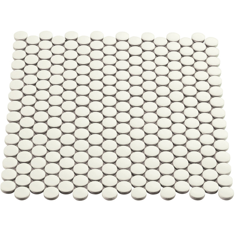 Electro-Funk Matte 1'' W x 1'' L Porcelain Tile Pennyround Mosaic Sheet, Chalk
