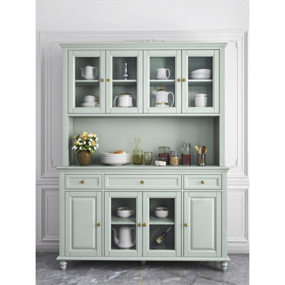 American Simple Solid Wood One Piece Against Wall Storage Food Cabinet