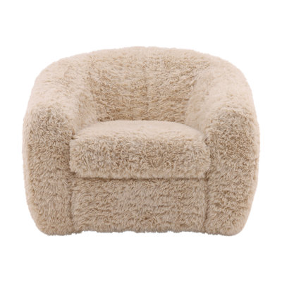Caitlin Polyester Faux Fur Occasional Chair, Cream