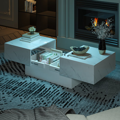 Rectangle Coffee Table with Sliding Table Top, Modern Coffee Tables for Living Room