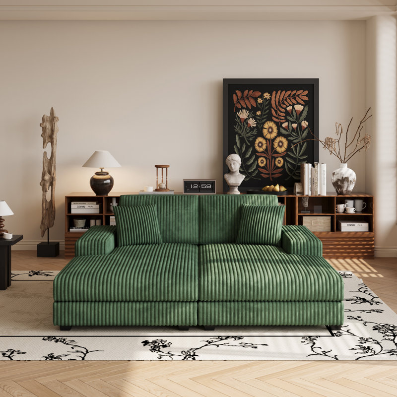 Combinaison de chaise longue convertible surdimensionnée rembourrée, Vert