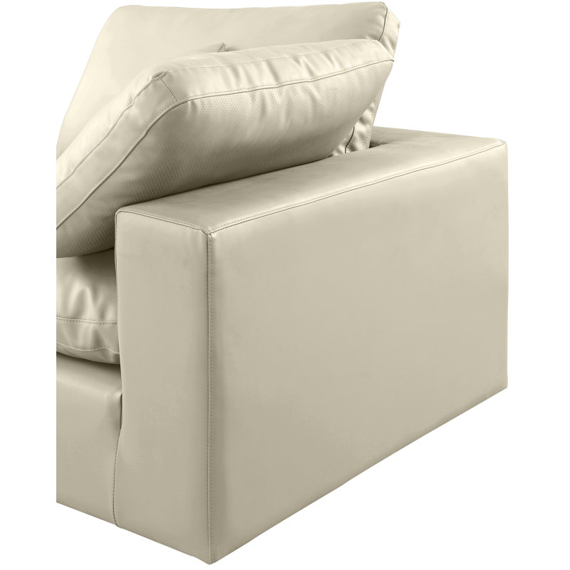 Canapé modulaire réversible en similicuir de 160 po de large avec repose-pieds, Cuir crème végétalien