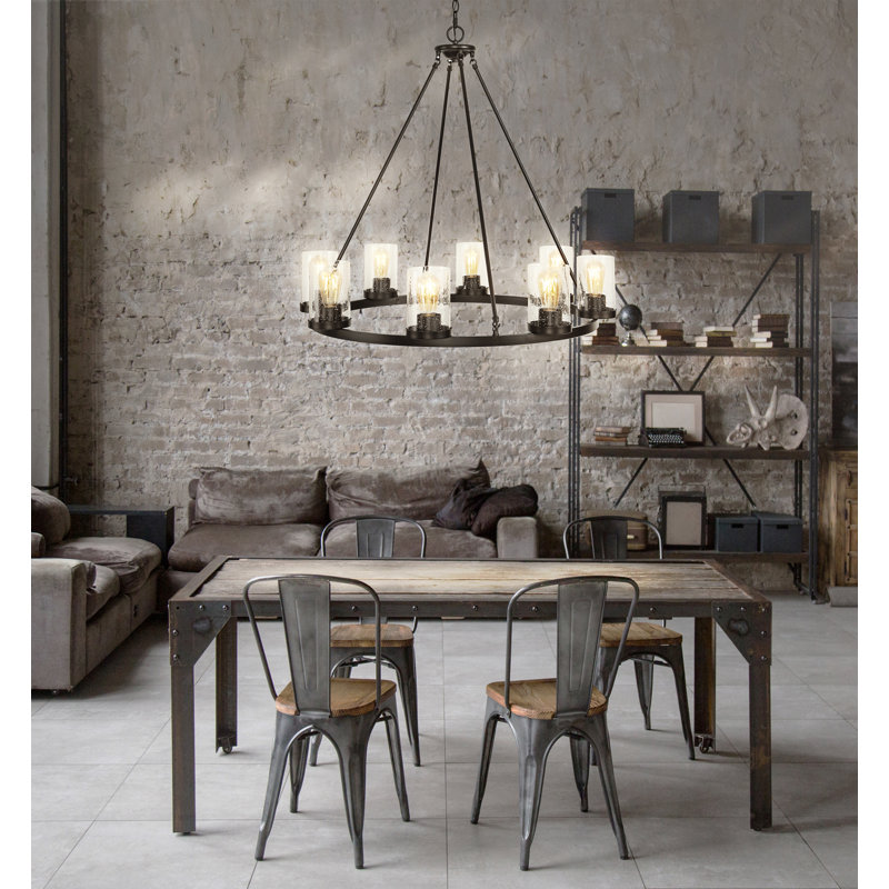 Hylton Kitchen Island Wagon Wheel Chandelier, 31.5'' H x 33.5'' W x 33.5'' D