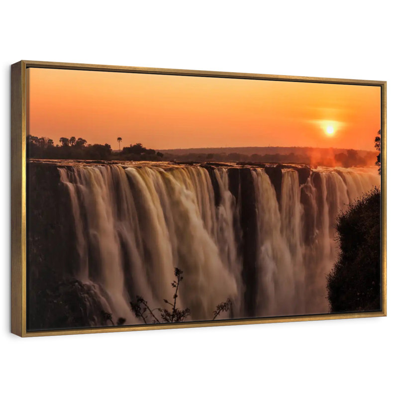 Chutes majestueuses de Victoria, Cadre flottant doré, 40 po x 27 po