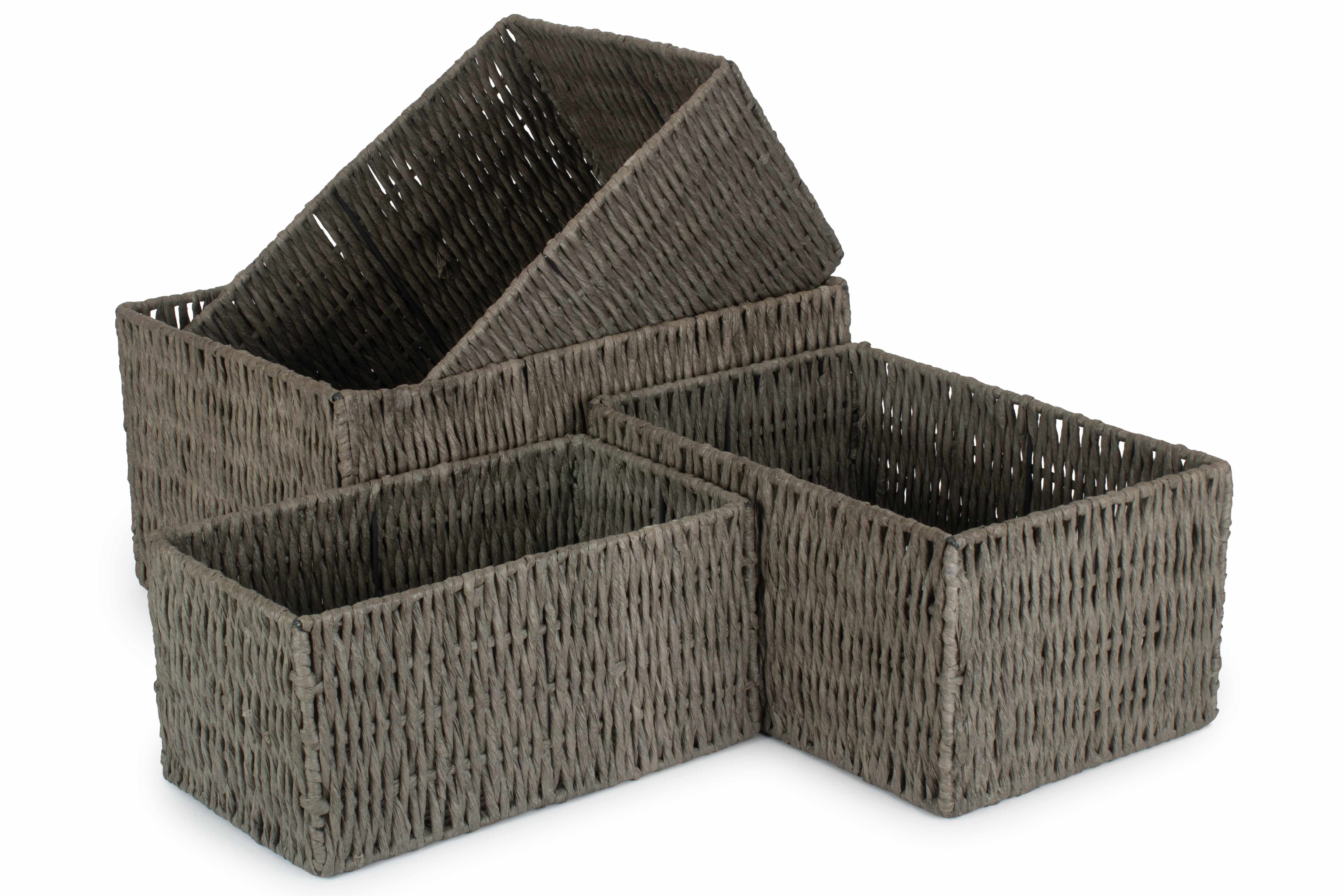 Bay Isle Home 4 Piece Wicker Grey Paper Rope Storage Basket Set ...
