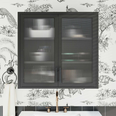Armoire de rangement murale de style rétro avec portes en verre brumeux