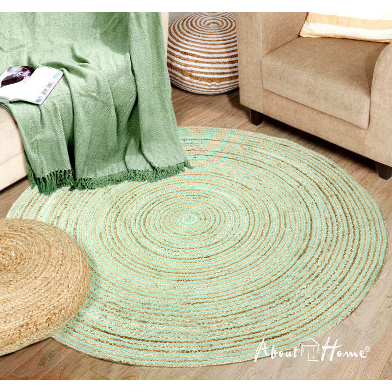 Round Striped Hand Woven Indoor / Outdoor Area Rug, Round 150cm