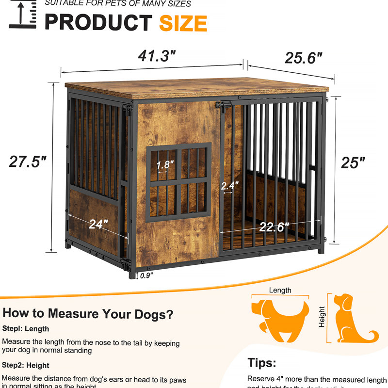Mobilier de caisse en bois pour chien, grand chenil avec plateau de rangement, cage intérieure pour animal