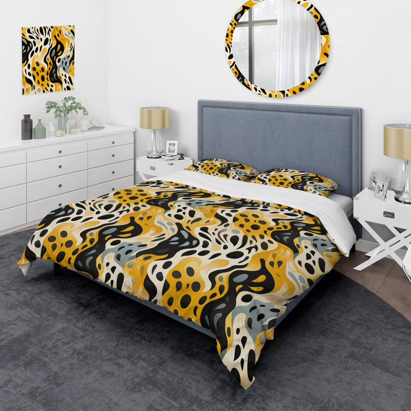 Ensemble de housse de couette orange et noir Classic Elegance Adventure, Housse de couette simple + 1 taie décorative stan