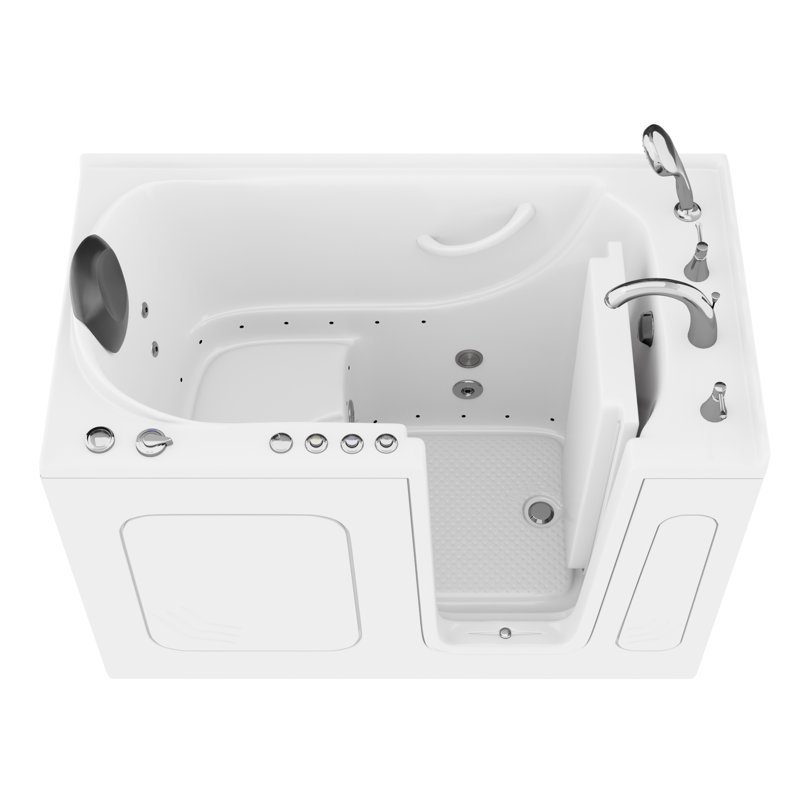 Therapeutic Tubs 30 in. x 54 in. Right Drain Quick Fill Walk-In Whirlpool and Air Tub with Powered Fast Drain in White, Right